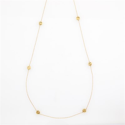 Lot 21 - Alison Lou Long Gold and Diamond Emoji Chain Necklace