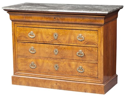 Lot 155 - Charles X Marble Top Walnut Commode Height 35...