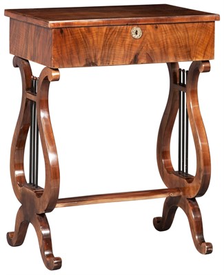 Lot 89 - Biedermeier Walnut Work Table Height 30 inches,...