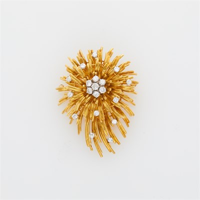 Lot 15 - Gold, Platinum and Diamond 'En Tremblant' Spray Brooch, France