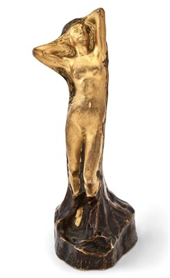 Lot 338 - Swedish Art Nouveau Gilt and Patinated Bronze Figure of a Woman Entitled La Vague (The Wave)