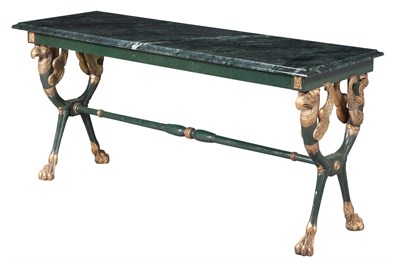 Lot 126 - Empire Style Green-Painted and Parcel-Gilt...