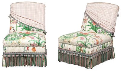 Lot 116 - Pair of Upholstered Slipper Chairs Height 33...