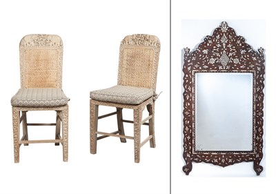 Lot 108 - Pair of Indian Style Carved Wood and Caned...