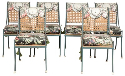 Lot 121 - Set of Six Painted Metal and Caned Garden...