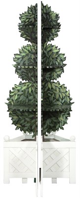 Lot 128 - Pair of Painted Faux-Topiary Corner Étagères...