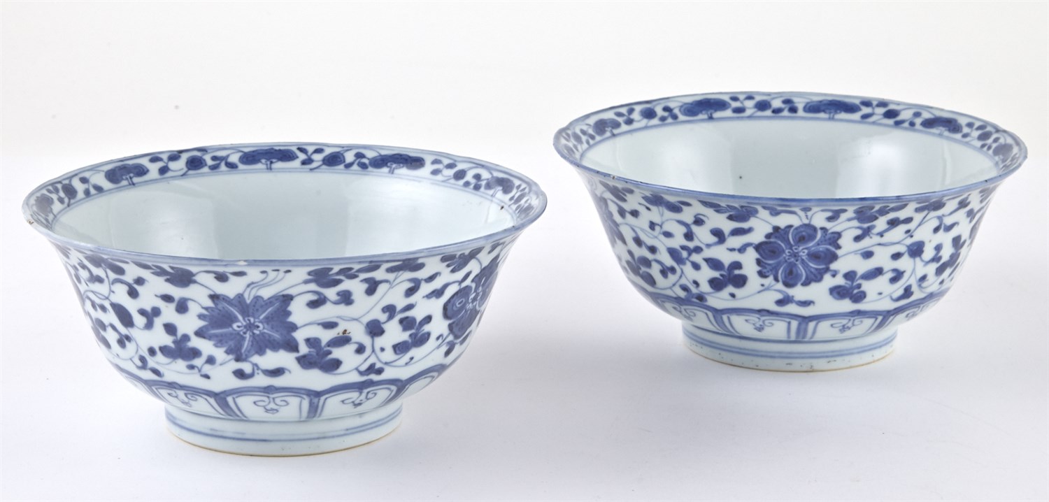 Lot 39 - Pair of Chinese Ming-Style Blue and White...