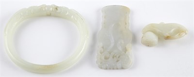 Lot 59 - Three Chinese White Jade Carvings Qing Dynasty...