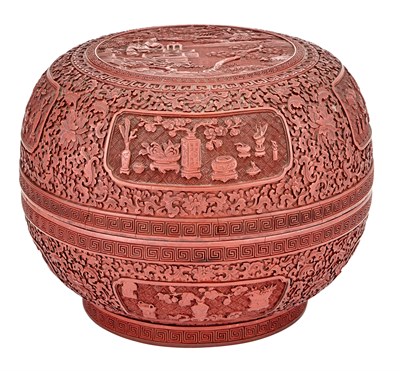 Lot 111 - An Imperial Chinese Cinnabar Lacquer Domed Box...