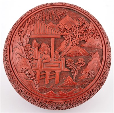 Lot 9 - A Chinese Cinnabar Lacquer Domed Box and Cover...