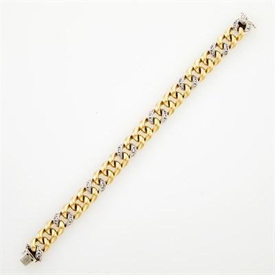Lot 190 - Two-Color Gold and Diamond Curb Link Bracelet