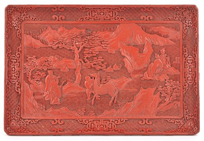 Lot 1 - A Chinese Cinnabar Lacquer Tray Qing Dynasty...