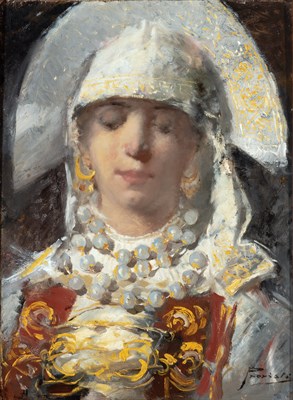 Lot 46 - Gaetano Previati Italian, 1852-1920 Donna in...