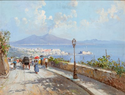 Lot 50 - Attilio Pratella Italian,1856-1949 Seaside...
