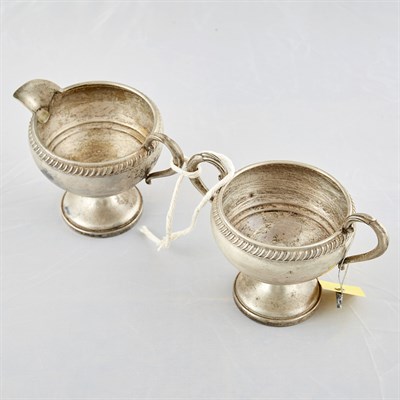 Lot 6 - Silver Bowl and Creamer, 6 ozs., weighted and...
