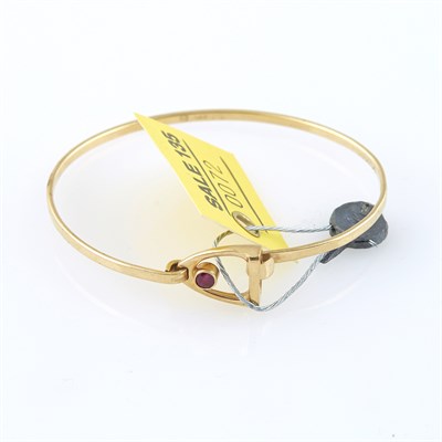 Lot 72 - Gold and Stone Rigid Bracelet, 14K 5 dwt. all