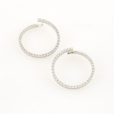 Lot 82 - Two Diamond Earrings, 84 diamonds about 5.00...