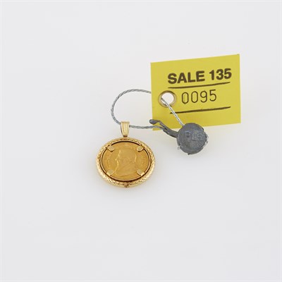Lot 95 - Gold Coin Pendant, 22K and 14K 3 dwt. all