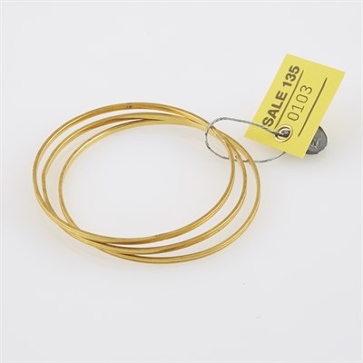 Lot 103 - Three Gold Rigid Bracelets, 22K 17 dwt.