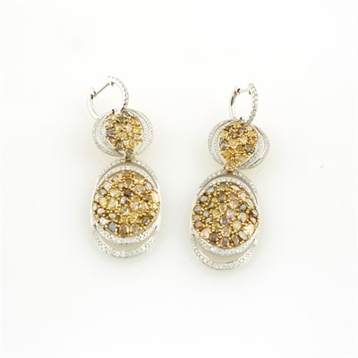 Lot 109 - Two Diamond Earrings, 338 diamonds about 8.95...