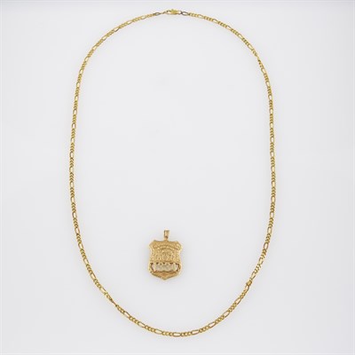 Lot 153 - Gold Pendant and Neck Chain, 14K 11 dwt.