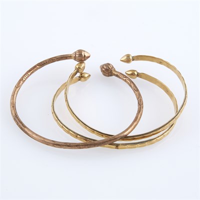 Lot 169 - Three Gold Rigid Bracelets, 14k 14 dwt. and...