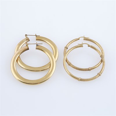Lot 171 - Four Gold Earrings, 14K 11 dwt.