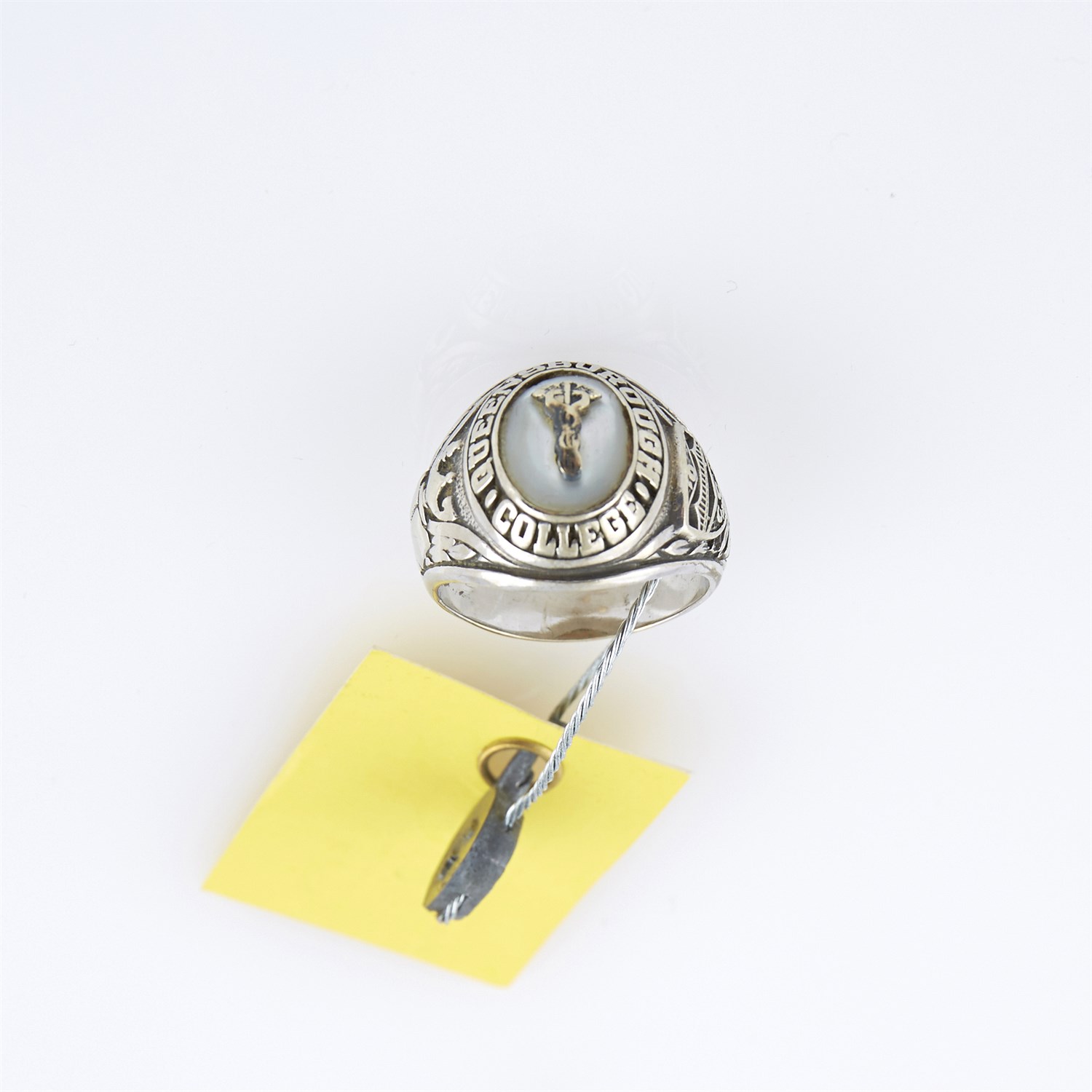 Lot 174 - Gold and Stone School Ring, 10K 7 dwt. all