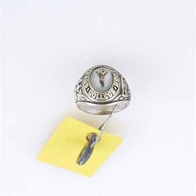 Lot 174 - Gold and Stone School Ring, 10K 7 dwt. all