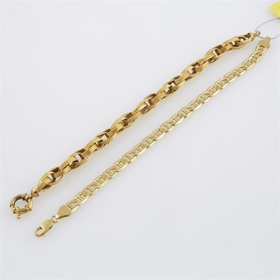 Lot 230 - Two Gold Flexible Bracelets, 18K 8 dwt. and...
