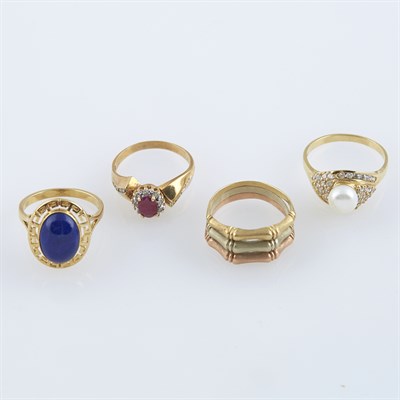 Lot 231 - Diamond and Stone Ring and Three Gold and...