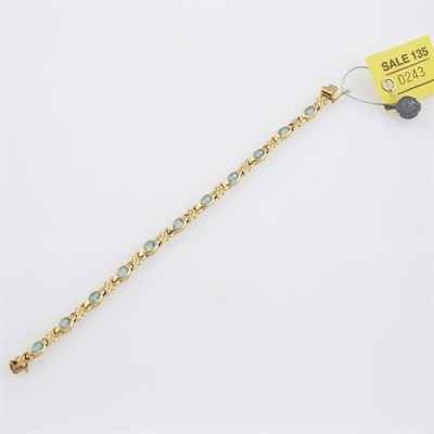 Lot 243 - Gold and Stone Flexible Bracelet, 14K 7 dwt. all