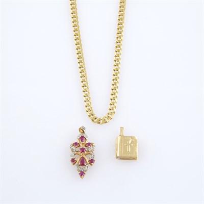 Lot 292 - Diamond and Stone Pendant, Gold Pendant and...