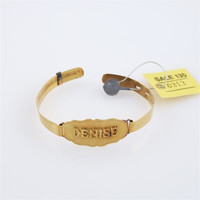 Lot 313 - Gold ID Bracelet, 18K 8 dwt., damaged