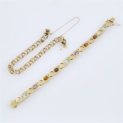 Lot 344 - Two Gold and Stone Flexible Bracelets, 14K 25...