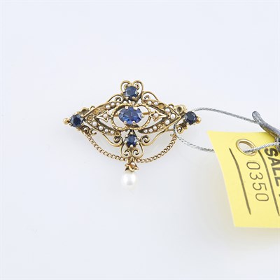 Lot 350 - Gold, Stone and Bead Pin, 14K 4 dwt. all,...