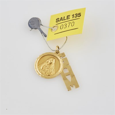 Lot 370 - Gold Pendant, 18K 2 dwt. and 14K 1 dwt.