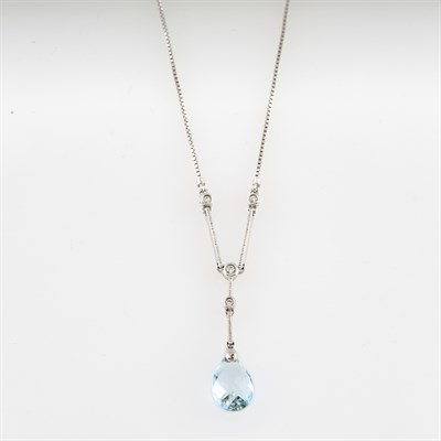 Lot 392 - Diamond and Stone Necklace, 14K 2 dwt. all