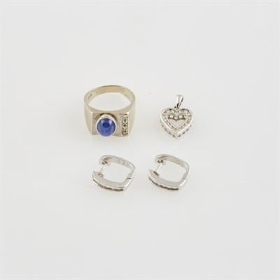 Lot 408 - Two Diamond Earrings and Two Gold Earrings,...