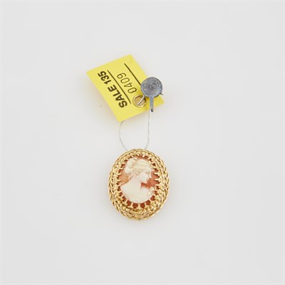 Lot 409 - Gold Cameo Pin, 14K