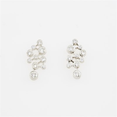 Lot 490 - Two Diamond Earrings, 20 diamonds, 4 stones...