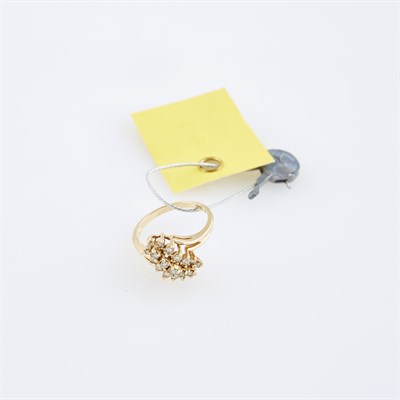 Lot 549 - Diamond Ring, 19 diamonds about 0.50 ct., 14K...