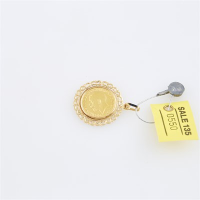 Lot 550 - Gold Coin Pendant, 22K and 18K 6 dwt. all