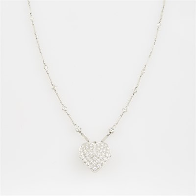 Lot 558 - Diamond Necklace, 56 diamonds, 2 stones about...