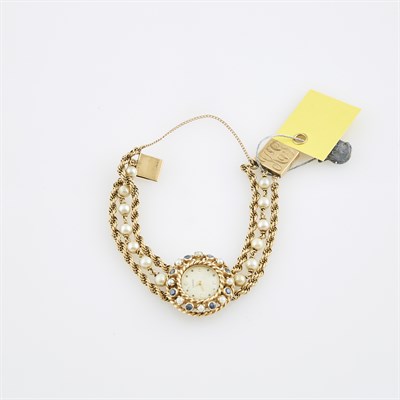 Lot 560 - Ladys Gold, Stone and Bead Watch Bracelet, 17...