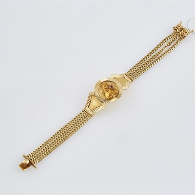 Lot 568 - Gold and Stone Flexible Bracelet, 14K 25 dwt. all