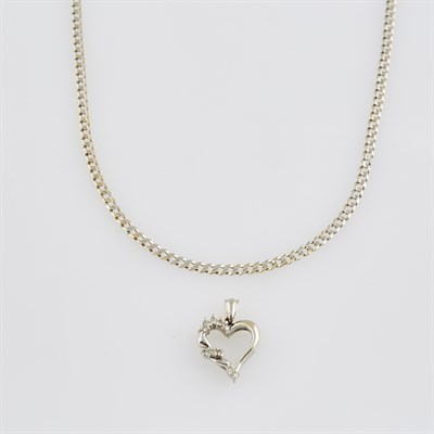 Lot 575 - Diamond Pendant and Gold Neck Chain, 14K 8 dwt.