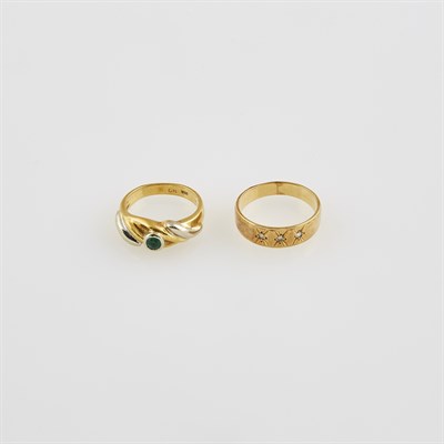 Lot 578 - Diamond Ring and Gold and Stone Ring, 18K 6...