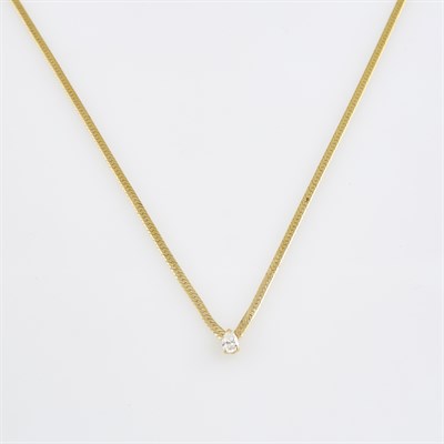 Lot 590 - Diamond Solitaire Necklace about 0.80 ct., 14K...