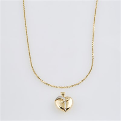 Lot 593 - Diamond Pendant and Gold Neck Chain, 14K 14 dwt.